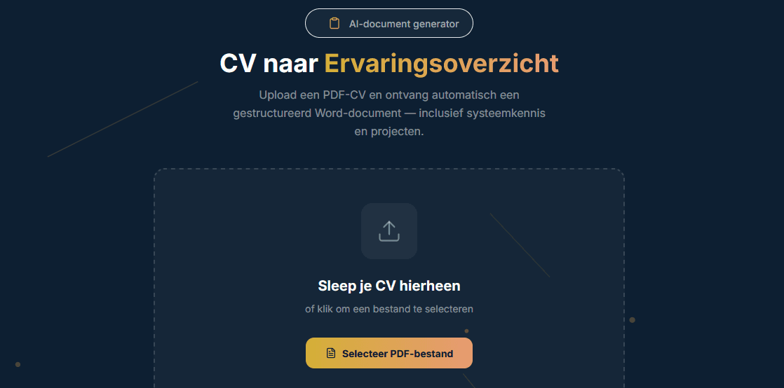 Geautomatiseerd cv naar ervaringsoverzicht voor Gain Automation Technology